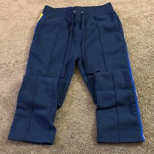 Men's Navy Blue Stacked Joggers w/ Yellow Stripe XL